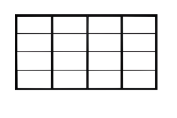 A large wide black window isolated on pure white and transparent background