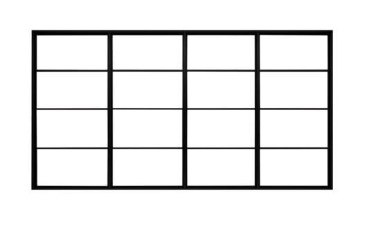 A large wide black window isolated on pure white and transparent background