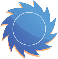 Blue circular frame with jagged edges is giving a summer vibe