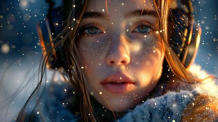Peaceful Beauty: Close-Up of Woman with Soft, Natural Light