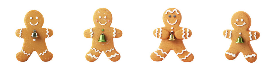 Fototapeta premium Festive gingerbread cookies with cheerful smiles, perfect for holiday baking and decoration ideas. Sweet and delightful treat.