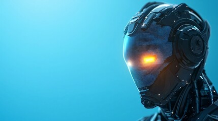 Blue AI powered stock prediction system glowing as it processes vast amounts of data to forecast future market trends in a futuristic environment