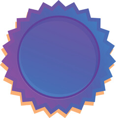 Round blank award badge with jagged edges featuring a gradient of colors from blue to purple to orange, perfect for adding a touch of elegance and sophistication