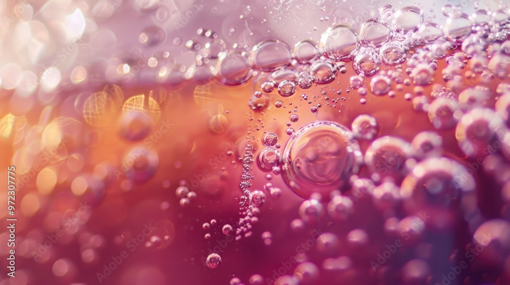 Canvas Prints Close-up of bubbles in a colorful liquid, showcasing texture and light reflections.