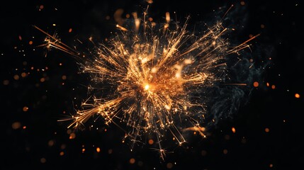 Fototapeta premium Bright, glittering sparklers burning against a black background.