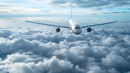 Airplane Flying Overhead: A sleek airplane soaring high above the clouds.
