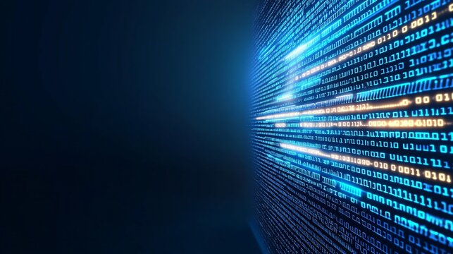 Blue coding interface with lines of code glowing on a sleek screen representing the future of programming and software development