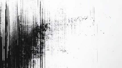 An abstract black and white texture featuring vertical lines and scattered patterns, evoking a sense of movement and depth.