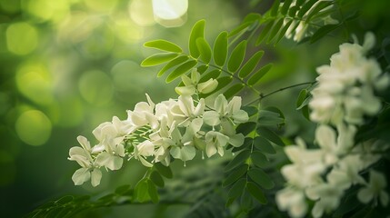 White Flowers Blooming on a Branch Nature Photography