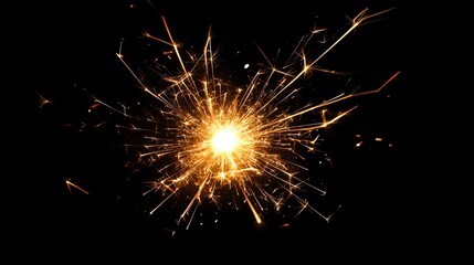 Fototapeta premium A single sparkler burning brightly against a black background.