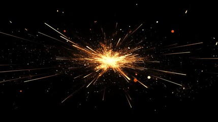 A burst of sparks flying off of a welding torch.