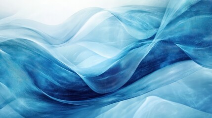 Obraz premium Abstract waves of blue fabric create a serene and flowing atmosphere.