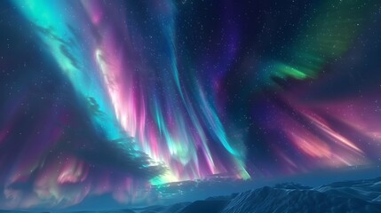 Aurora Borealis: The Northern Lights dancing across the night sky in vibrant colors.
