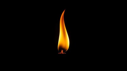 A single candle flame burning brightly against a black background.