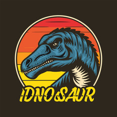 dinosaur cartoon retro-style vector t-shirt design