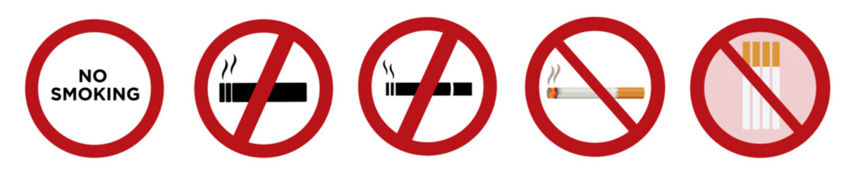 No smoking signs,No smoking,No vaping,Set prohibition icons, smoking addiction silhouette, Smoking prohibition vector,