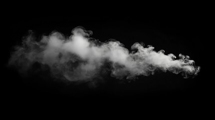 A wispy cloud of smoke against a black background.