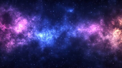 A stunning cosmic scene featuring vibrant purple and blue hues scattered across a star-filled galaxy.