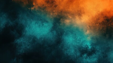 A mesmerizing blend of warm orange and cool blue hues creates an abstract cloud-like texture.
