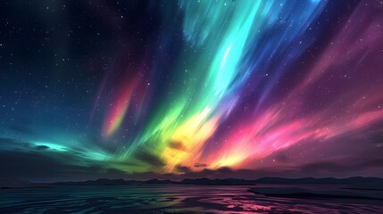 Aurora Borealis: The Northern Lights dancing across the night sky in vibrant colors. 