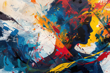 painting of a woman with a face and a splash of color