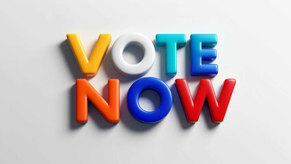 Obraz premium Vote Now word 3d colorful lettering on plain white background