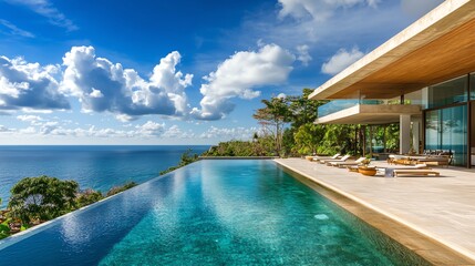 Fototapeta premium Luxury pool with stunning ocean views.