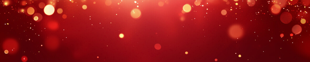 Festive red and gold background featuring softly glowing bokeh effects