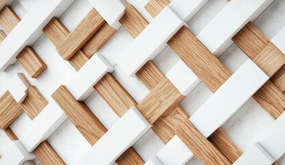 White and wood background with an intricate geometric pattern