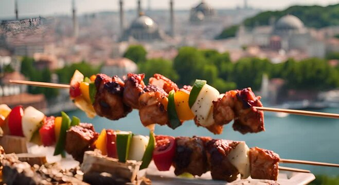 Kebab skewers in Istanbul.