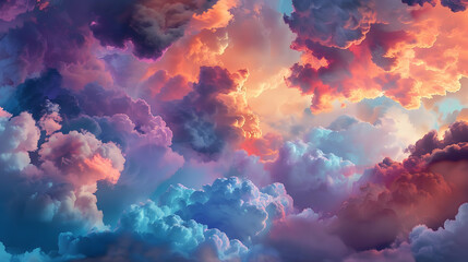 Magical multicolored cloudscape in a fairytale sky