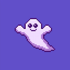 Pixel art cute ghost game asset design
