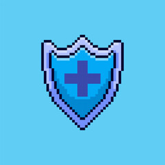 Pixel art health shield game asset design