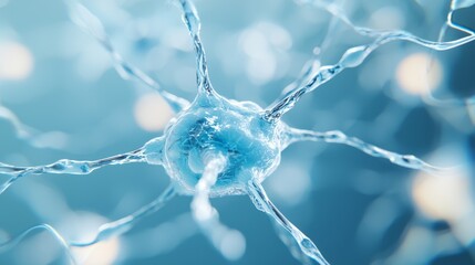 Central Nervous System Cells, intricate details of brain neurons, showcasing the complexity of neurobiology, set against a minimalist backdrop emphasizing clarity and simplicity