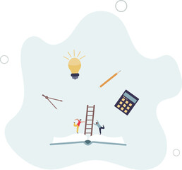 Pathway to knowledge with academic training and education.Study from books and reading to develop thinking and cognition skills.flat design with people.