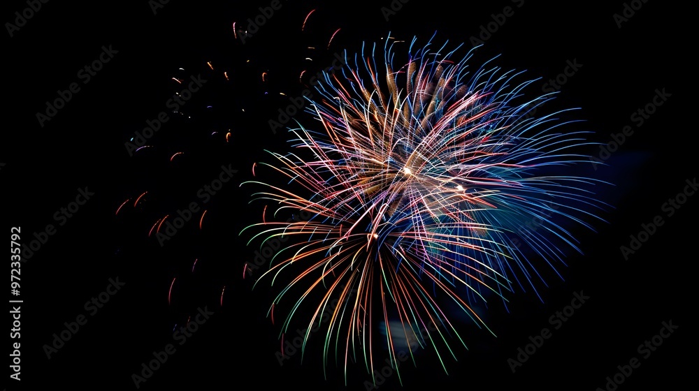 Wall mural fireworks display: colorful fireworks exploding in the night sky, creating beautiful patterns.
