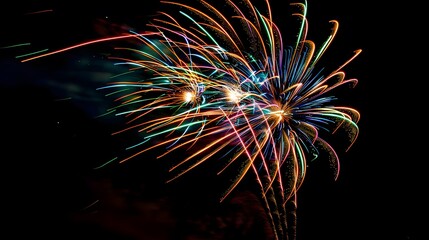 Fireworks Display: Colorful fireworks exploding in the night sky, creating beautiful patterns.