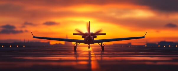 A stunning aircraft silhouette against a vibrant sunset, capturing the beauty of aviation and travel.