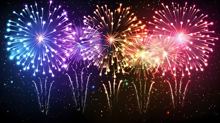 Fototapeta premium Fireworks Display: Colorful fireworks exploding in the night sky, creating beautiful patterns.