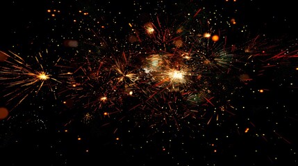 Fototapeta premium Fireworks Display: Colorful fireworks exploding in the night sky, creating beautiful patterns.