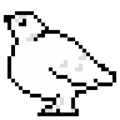 ドット絵, アニマルイラスト, ニホンライチョウのメス, 冬羽