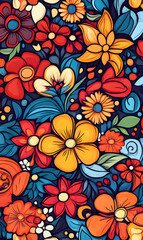 Fototapeta premium Japanese-style 2D illustrator doodle patterns for floor tiles and wallpaper