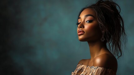 Portrait of a beautiful woman looking to the side.