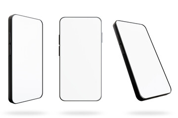 empty smart phone, cell phone, mobile, isolated on white background, 3d render