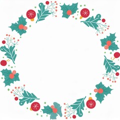 Chirstmas round border frame isolated on white