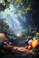 A breathtaking long shot of a mystical forest