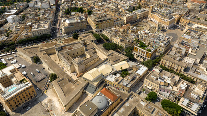 Aerial view of the Castle of Charles V, also known as the Castle of Lecce, is a fortress in the...