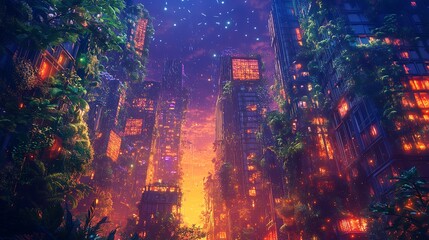 A breathtaking rear view of a fantasy world