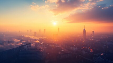 Naklejka premium An expansive aerial view of Hamburg, showing the skyline with its blend of modern