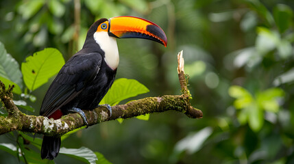 Obraz premium A toucan perched on a tree branch